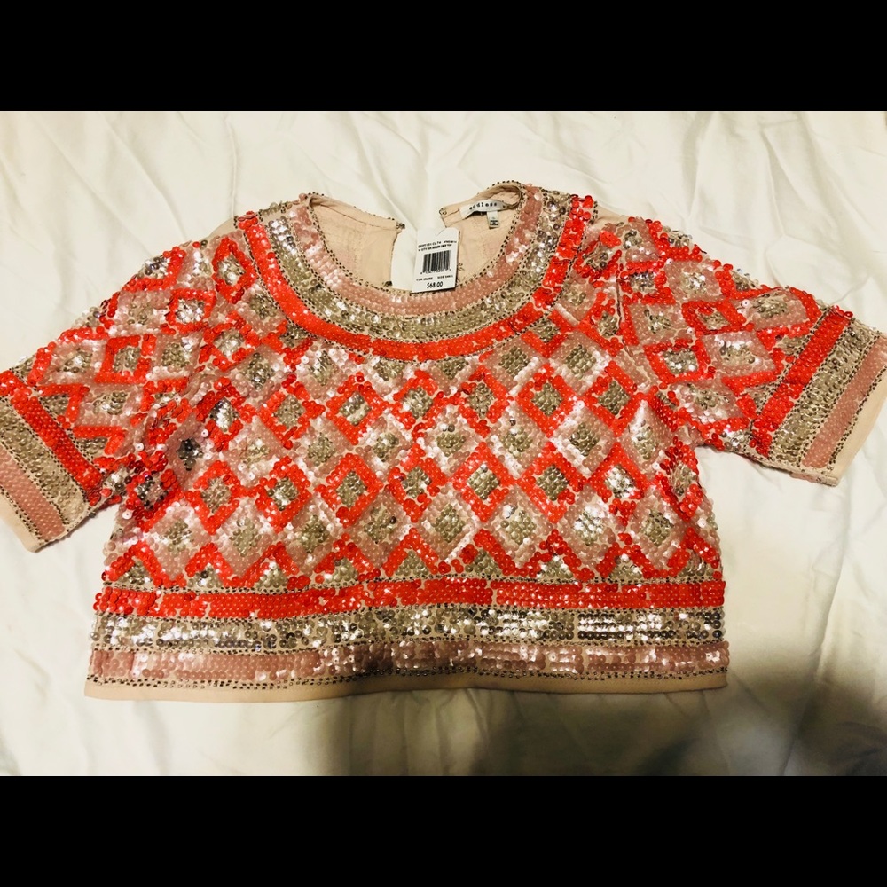 Endless Rose Orange Sequin crop